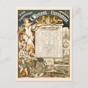 Carte Postale Affiche de voyage ferroviaire Vintage de Stuttgart