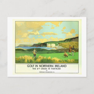 Carte Postale Affiche de voyage Golf vintage en Irlande du Nord
