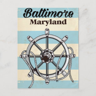 Carte Postale Affiche de voyage nautique vintage de Baltimore Ma