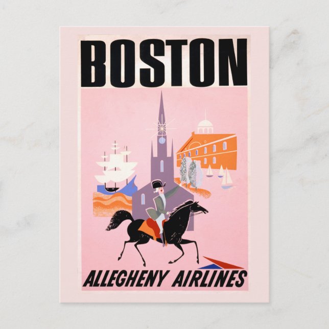 Carte Postale Affiche de voyage pour Allegheny Airlines à Boston (Devant)