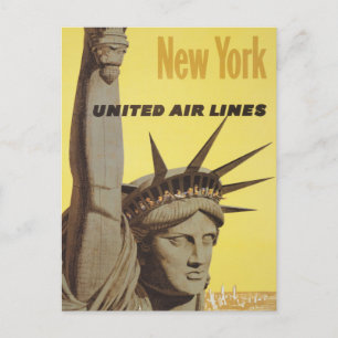 Carte Postale Affiche De Voyage Pour New York, United Air Lines