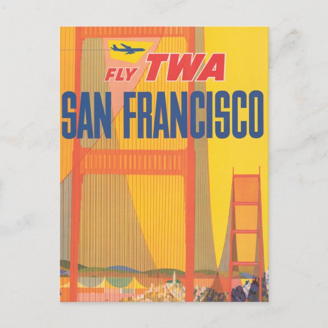 Carte Postale Affiche de voyage pour Twa à San Francisco (Devant)