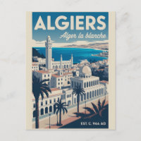 Affiche de voyage rétro Alger Algérie Art