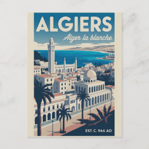 Carte Postale Affiche de voyage rétro Alger Algérie Art