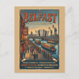Carte Postale Affiche de voyage rétro Belfast Irlande du Nord