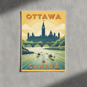 Carte Postale Affiche de voyage rétro d'Ottawa Canada