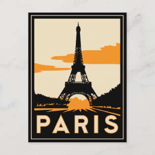 Carte Postale affiche de voyage rétro paris art déco