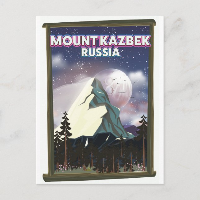 Carte Postale Affiche de voyage russe du mont Kazbek. (Devant)