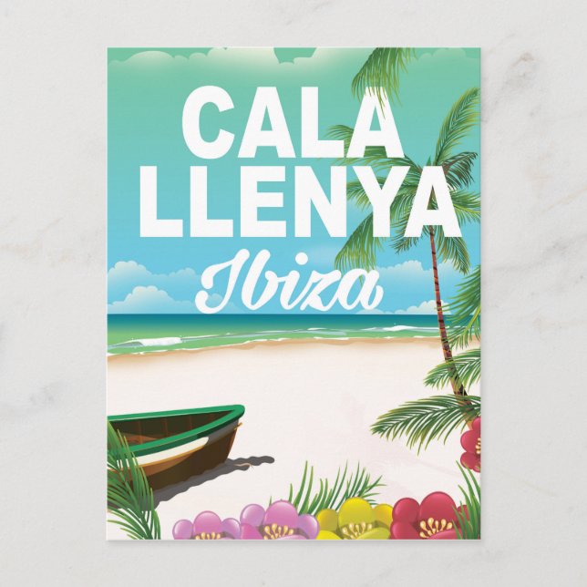 Carte Postale affiche de voyage sur la plage de cala llenya ibiz (Devant)