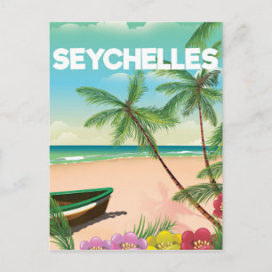 Carte Postale affiche de voyage sur la plage des Seychelles