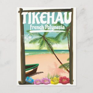Carte Postale Affiche de voyage Tikehau Polynésie française.