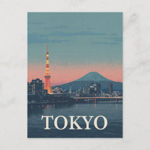 Carte Postale Affiche de voyage Tokyo Japon vintage Fuji