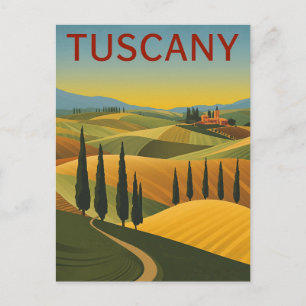 Carte Postale Affiche de voyage Toscane Italie vintage Collines