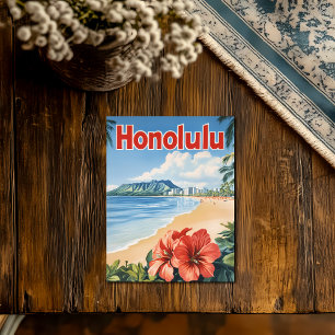Carte Postale Affiche de voyage vintage Aloha Honolulu