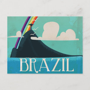 Carte Postale affiche de voyage vintage brazil christ le rédempt