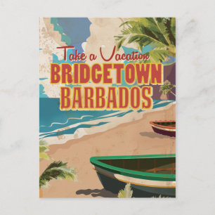 Carte Postale Affiche de voyage vintage de Bridgetown, Barbade
