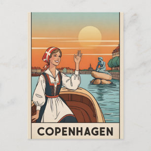Carte Postale Affiche de voyage vintage de Copenhague, Danemark,