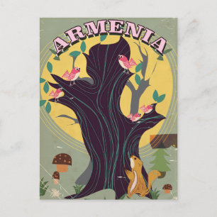 Carte Postale Affiche de voyage vintage de dessin animé d'Arméni