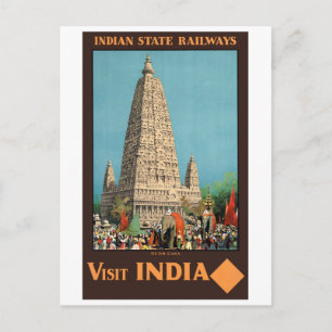 Carte Postale Affiche de voyage vintage de Indian Railways resta