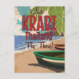Carte Postale Affiche de voyage vintage de la plage de Krabi Tha