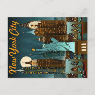 Carte Postale affiche de voyage vintage de la ville de new york