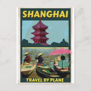 Carte Postale Affiche de voyage vintage de Shanghai