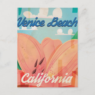 Carte Postale Affiche de voyage vintage de Venice Beach Californ