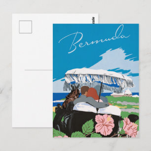 Carte Postale Affiche de voyage vintage des Bermudes Art de Adol