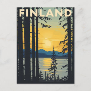 Carte Postale Affiche de voyage vintage Finlande Coucher de sole