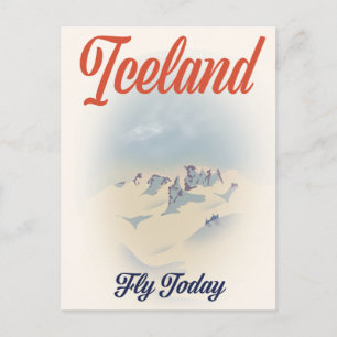 Carte Postale Affiche de voyage vintage "Fly Today" Islande