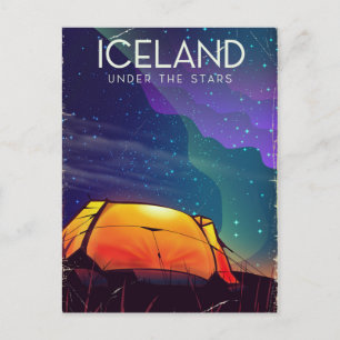 Carte Postale Affiche de voyage vintage 'Islande sous les étoile