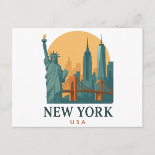 Carte Postale Affiche de voyage vintage minimaliste de la ville 
