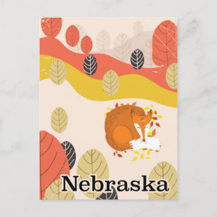 Carte Postale Affiche de voyage vintage Nebraska Renard dormant