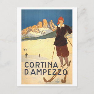 Carte Postale Affiche de voyage vintage pour Cortina d'Ampezzo