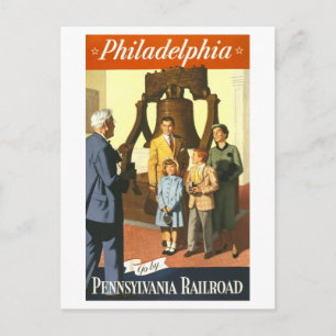 Carte Postale Affiche de voyage vintage pour Philadelphie