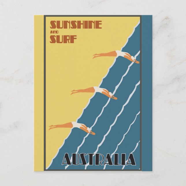 Carte Postale Affiche de voyage vintage rétro de plage Australie (Devant)