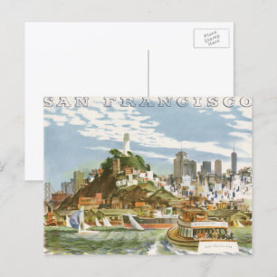 Carte Postale Affiche de voyage vintage San Francisco Bay Ferry 