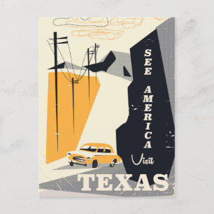 Carte Postale Affiche de voyage vintage See america - Texas anné
