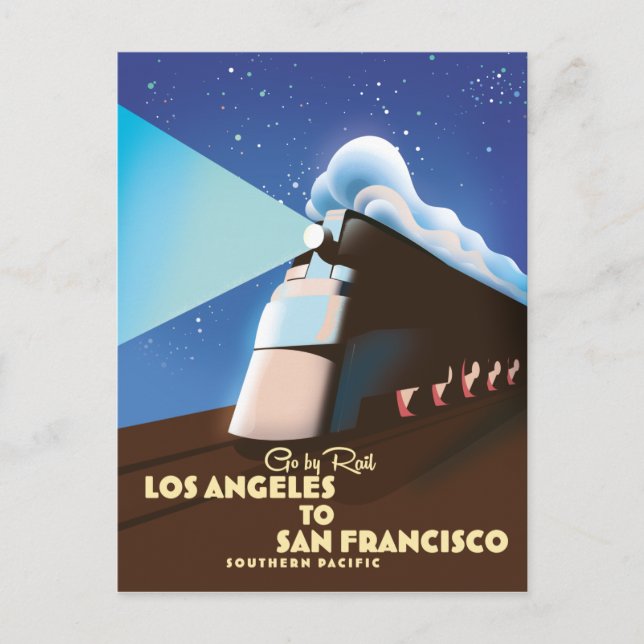 Carte Postale Affiche du train de Los Angeles à San Francisco (Devant)