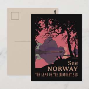 Carte Postale Affiche minimaliste de coucher de soleil en Norvèg