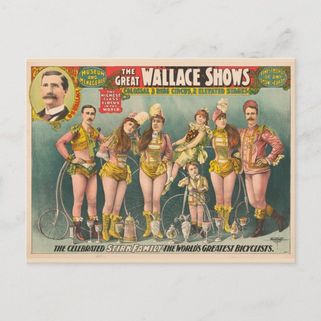 Carte Postale Affiche publicitaire du cirque The Great Wallace S (Devant)