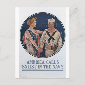 Carte Postale Affiche recruteuse de vieille marine circa 1917