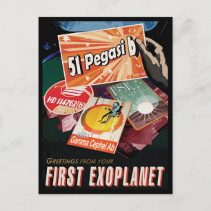 Carte Postale Affiche rétro de l'espace - Découverte de l'exopla