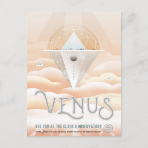 Carte Postale Affiche rétro de l'espace - Observatoire dans le s