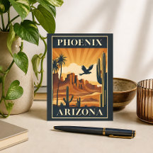 Affiche rétro de voyage à Phoenix Arizona