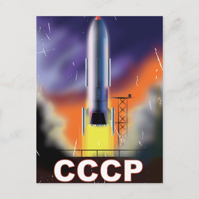 Carte Postale Affiche Rétro Fusée Spatiale de l'Union Soviétique (Devant)