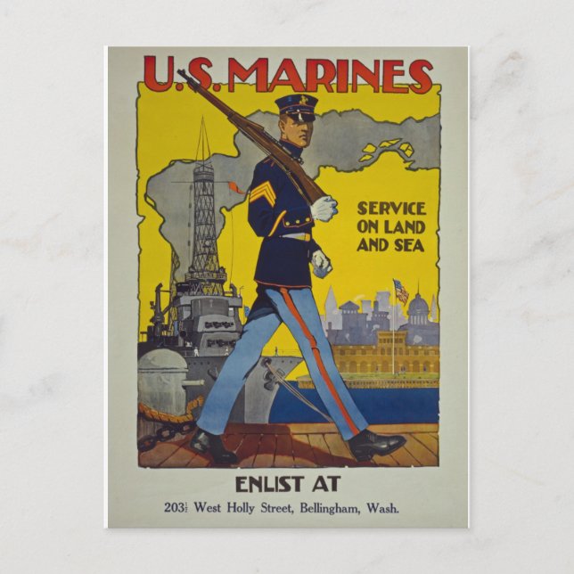 Carte Postale Affiche vintage de l'engagement de la marine améri (Devant)