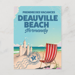 Carte Postale affiche vintage de vacances de plage de deauville 