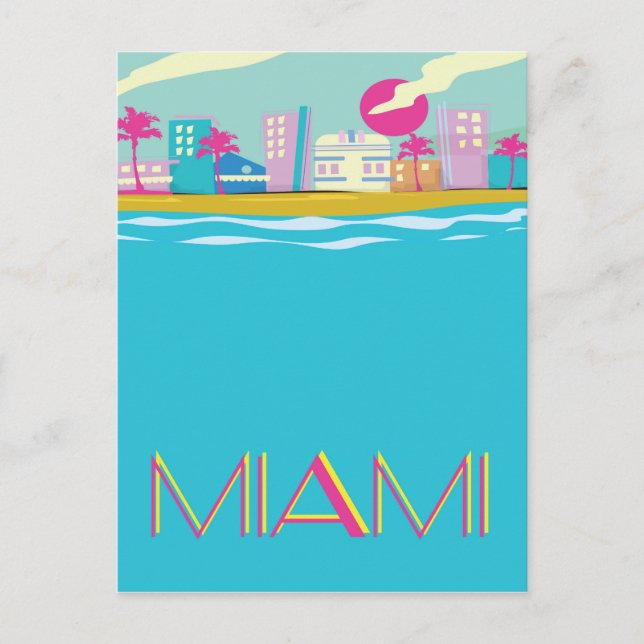 Carte Postale Affiche vintage des années 1980 Miami Travel (Devant)