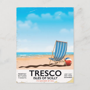 Carte Postale Affiche vintage du train Tresco Isles of Scilly